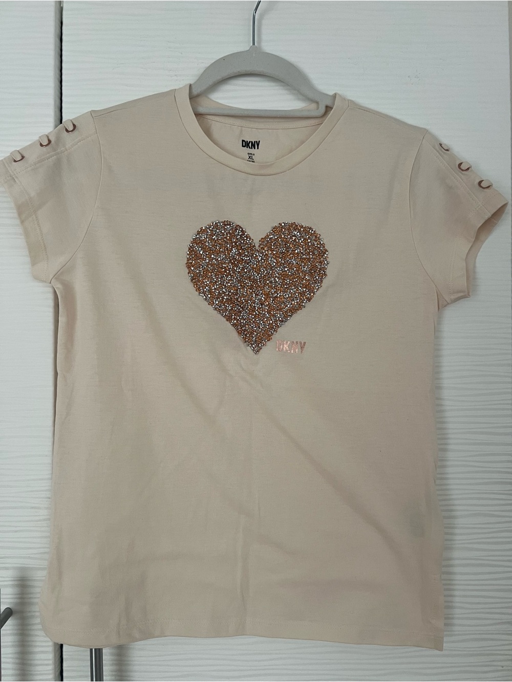 DKNY Girls Light Beige Logo Tee